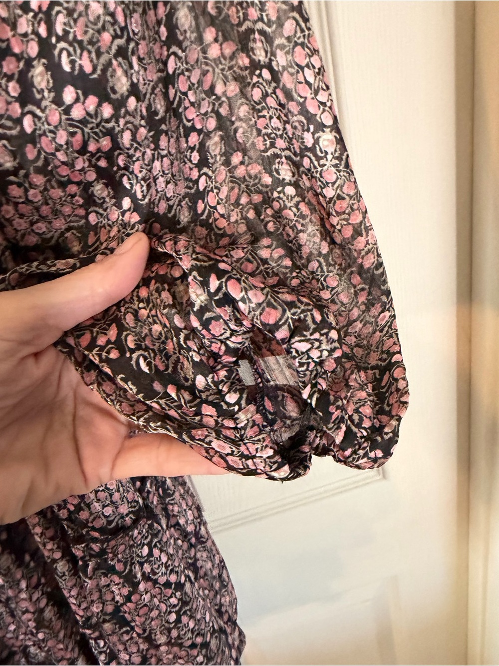 Altar'd State Black Mini Dress with Pink Floral Ruffle Tiers Sz M - Picture 5 of 7